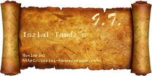 Iszlai Tamás névjegykártya